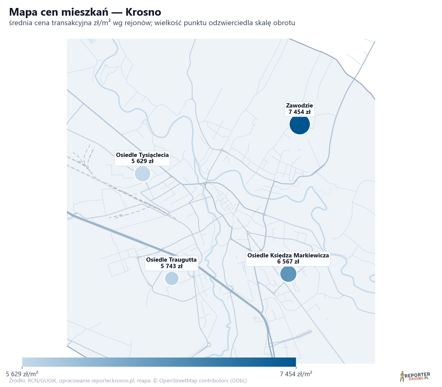 Mapa cen mieszkań - Krosno