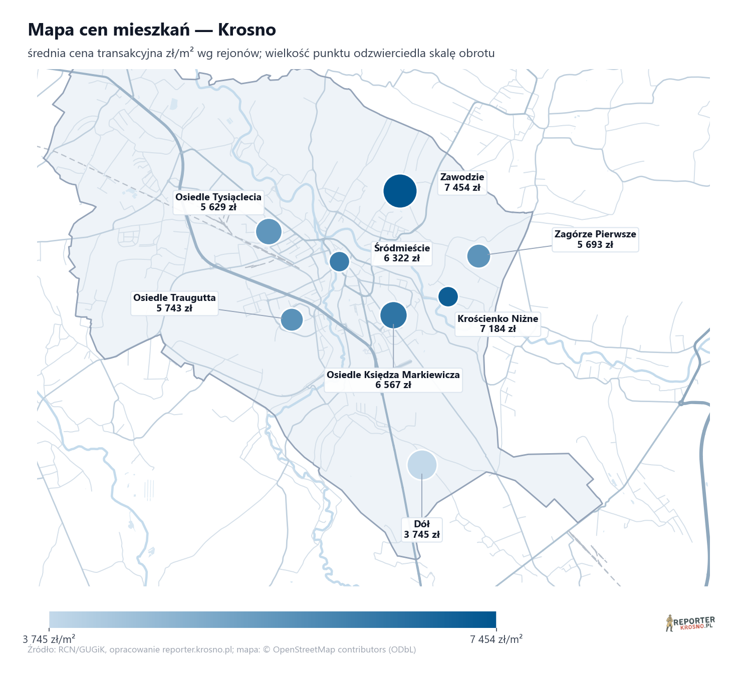 Mapa cen mieszkań - Krosno