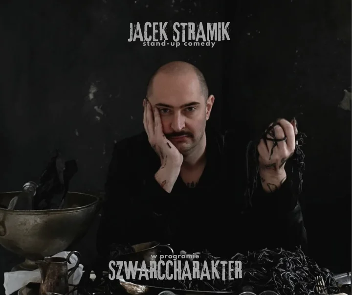 Grafika promocyjna wydarzenia JACEK STRAMIK — „Szwarccharakter”: stand-up w Klubie K15 (2 marca 2026)