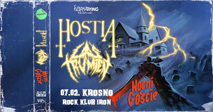Grafika promocyjna wydarzenia NOCNI GOŚCIE: Hostia + Las Trumien — Krosno (Rock Klub Iron), 7 lutego 2026