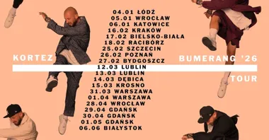 Grafika promocyjna wydarzenia Kortez — Bumerang ’26 Tour w Krośnie (15 marca 2026)