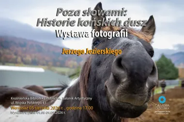 Grafika promocyjna wydarzenia Otwarcie wystawy „Poza słowami” w Krośnie
