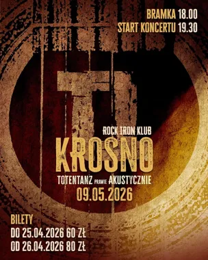 Grafika promocyjna wydarzenia Totentanz prawie Akustycznie w Krośnie – koncert w Rock Klub Iron 9 maja 2026