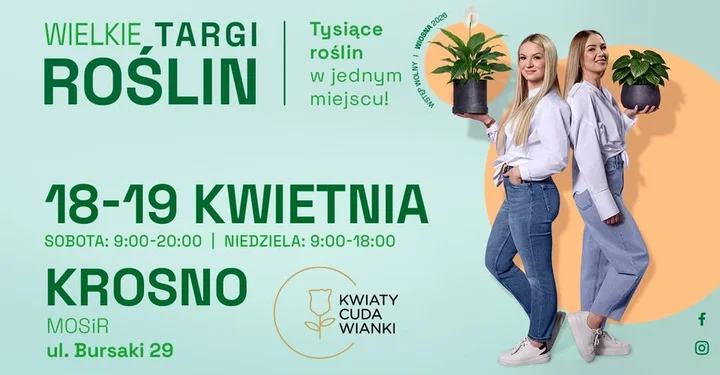 Grafika promocyjna wydarzenia Wielkie Targi Roślin w Krośnie – wiosenna edycja 2026