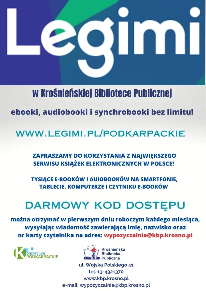Krośnieńska biblioteka rozdaje kwietniowe kody do Legimi - trzeba się spieszyć