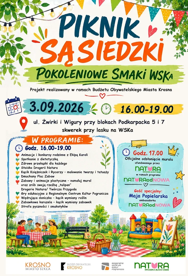 Mural i Maja Popielarska. Piknik sąsiedzki przy WSK-u