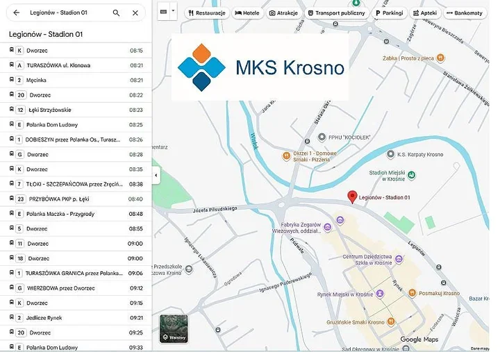 Autobusy MKS Krosno trafiły do Google Maps. Podróż da się ułożyć w kilka kliknięć
