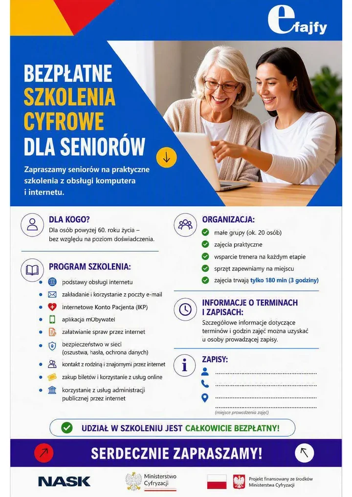 Seniorzy mogą bezpłatnie nauczyć się bezpiecznego internetu