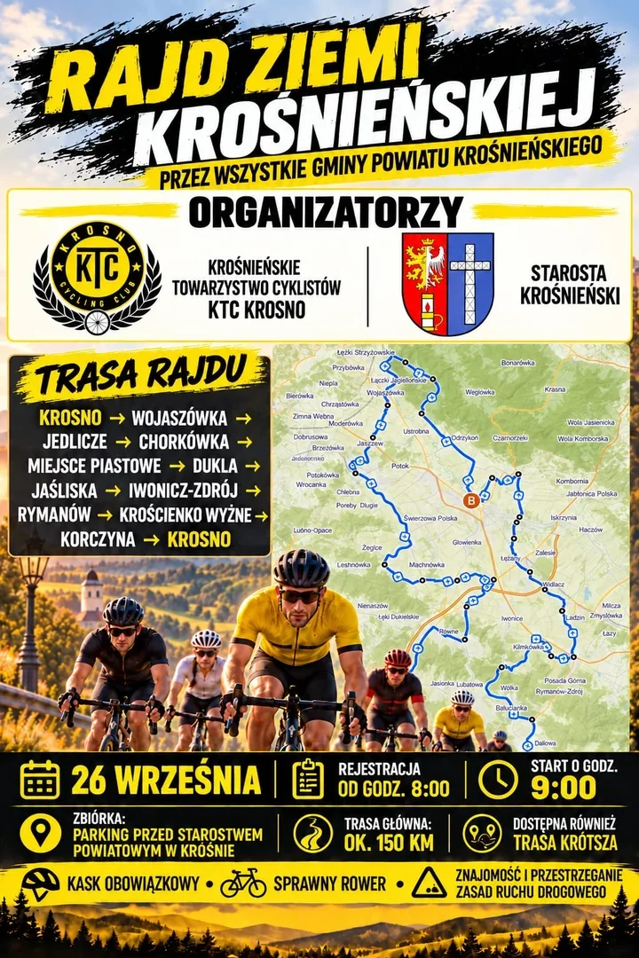 Około 150 kilometrów przez gminy powiatu. Rowerzyści ruszą z Krosna
